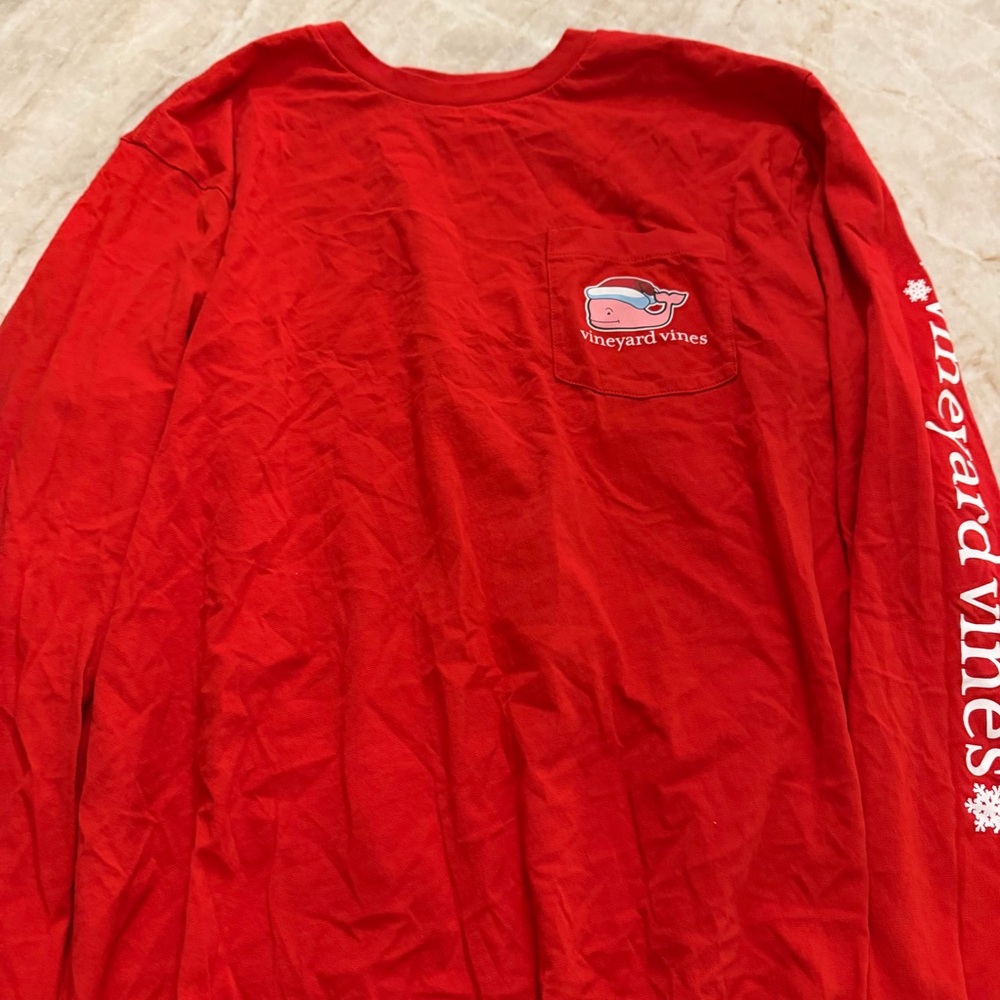 Vineyard Vines Men's Vibrant Red Long Sleeve Tee